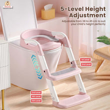 Infantso PLOOPI Step Potty Trainer Seat with Ladder for Kids (1–5 Years) | Foldable Design, 5-Level Height Adjustment, PU Cushion, Splash Guard & Safety Handles | Fits All Western Toilets
