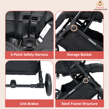 Infantso Ride-X Auto Fold Baby Stroller with One-Hand Fold, Mosquito Net, 5-Point Safety Harness, Shock Absorber Wheels & Compact Travel Design (0–3 Years, Up to 15kg)