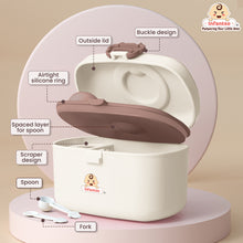 Infantso Feed Ease 2in1 Baby Milk Powder & Food Container (BIG) – Bear Design | BPA-Free, Leak-Proof, Travel-Friendly with Spoon & Fork, Baby Essential Food Storage Box, Baby Milk Powder Box, Cute Bear Snack Box