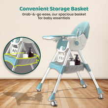 Infantso Feed-X 5-in-1 Multifunctional Baby High Chair | Convertible Feeding Chair for Infants & Toddlers | Adjustable Height, Foldable Design, Reclining Seat, Double Tray, Storage Basket & 5-Point Safety Harness