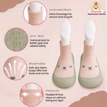 Teddy Toes Anti-Skid Cotton Socks Shoes with Rubber Sole for Walking Babies & Toddlers (6-24 Months)