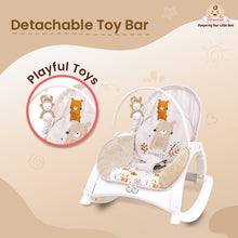 4-in-1 Baby Manual Rocker for 0 to 3 Years, Chair for Newborn with Neck Pillow, Calming Vibrations, Music & Toys, 3-Position Adjustable Backrest Swing with Feeding Tray