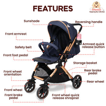 GlideX Travel Stroller: One-Hand Fold, Reclining Seat, Adjustable Canopy, 360° Wheels, 5-Point Harness, 0-3 Years, 15kg