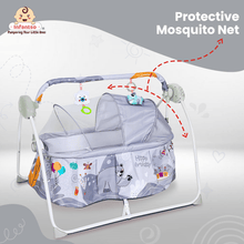 Animal Print Automatic Baby Cradle & Swing with 3-Point Safety Harness, Remote Control, Mosquito Net, Soothing Musical, Extra Cushion, Baby Age 0-2 Years (Grey 2)