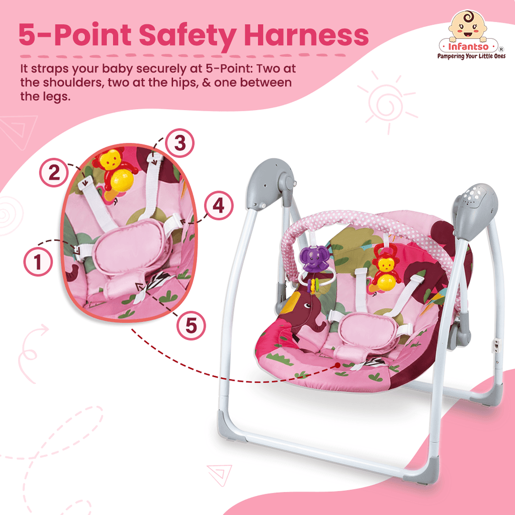 Automatic Baby Swing with Hanging Toys, Operates with Duracel and
