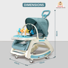 Infantso 5-in-1 Prime Baby Rocker & Walker – Multi-Functional Infant Seat with Mosquito Net, Toy Bar & Feeding Tray