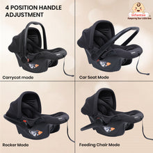 4‑in‑1 Baby Carry Cot Amora | Lightweight, Safety‑Certified 3‑Point Harness | Adjustable Handle, Shock‑Absorbing Base & Newborn Soft Cushion Support