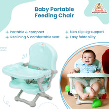 Baby Feeding Chair, Foldable booster chair, 4-Level Height Adjustment, 3-Point Safety Belt and Removable Dining Tray for Infants and Toddlers of Age: 6 Months – 3 Years