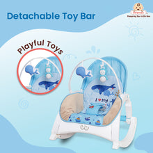 4-in-1 Baby Manual Rocker for 0 to 3 Years, Chair for Newborn with Neck Pillow, Calming Vibrations, Music & Toys, 3-Position Adjustable Backrest Swing with Feeding Tray