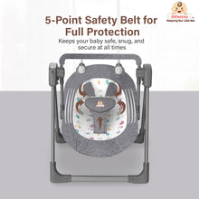 Automatic Swing Rocker with Bluetooth, Remote Control, 5 Speeds, Music, Timer, Mosquito Net & Toy Bar (0-2 Years), Holds weight upto 15kg