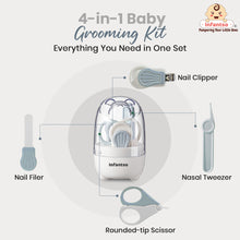 Infantso Compact Bear Baby Nail Clipper Set | 4‑in‑1 Baby Grooming Kit with Scissors, Nail Filer, Tweezer & Clipper | Safe & Gentle Grooming for Newborns & Toddlers | Cute Bear‑Shaped Storage Case