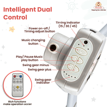 Automatic Swing Rocker with Bluetooth, Remote Control, 5 Speeds, Music, Timer, Mosquito Net & Toy Bar (0-2 Years), Holds weight upto 15kg