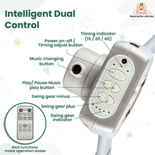 Automatic Swing Rocker with Bluetooth, Remote Control, 5 Speeds, Music, Timer, Mosquito Net & Toy Bar (0-2 Years), Holds weight upto 15kg