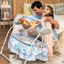 Automatic Baby Cradle & Swing with 3-Point Safety Harness, Remote Control, Mosquito Net, Soothing Musical, Extra Cushion, Baby Age 0-2 Years