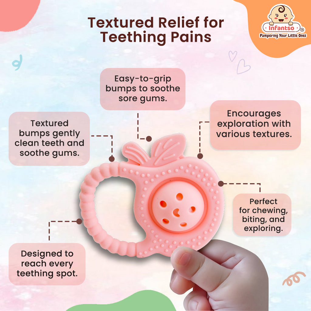 Rattle Silicone Teether BPA-Free Teether, Teething Relief, Baby Teether Silicone, Teething Toy, Sensory Toy, Gum Massager for 4+ months Teether