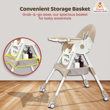 Infantso Feed-X 5-in-1 Multifunctional Baby High Chair | Convertible Feeding Chair for Infants & Toddlers | Adjustable Height, Foldable Design, Reclining Seat, Double Tray, Storage Basket & 5-Point Safety Harness