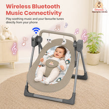 Automatic Swing Rocker with Bluetooth, Remote Control, 5 Speeds, Music, Timer, Mosquito Net & Toy Bar (0-2 Years), Holds weight upto 15kg