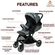 GlideX Travel Stroller: One-Hand Fold, Reclining Seat, Adjustable Canopy, 360° Wheels, 5-Point Harness, 0-3 Years, 15kg