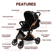 GlideX Travel Stroller: One-Hand Fold, Reclining Seat, Adjustable Canopy, 360° Wheels, 5-Point Harness, 0-3 Years, 15kg