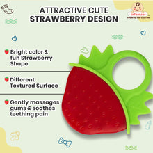 Strawberry Silicone Baby Teether, BPA-Free for Pain-Relief Easy Teething, Non-Toxic Food-Grade for 2+ Months Babies (Strawberry)