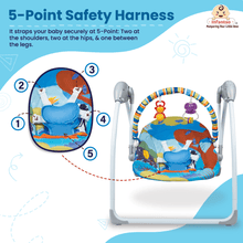 Automatic Baby Swing with Hanging Toys, Operates with Duracel and Remote Control for Newborn Baby, Safe & Portable