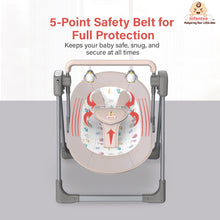 Automatic Swing Rocker with Bluetooth, Remote Control, 5 Speeds, Music, Timer, Mosquito Net & Toy Bar (0-2 Years), Holds weight upto 15kg