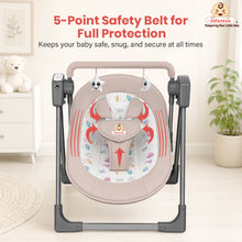 Automatic Swing Rocker with Bluetooth, Remote Control, 5 Speeds, Music, Timer, Mosquito Net & Toy Bar (0-2 Years), Holds weight upto 15kg