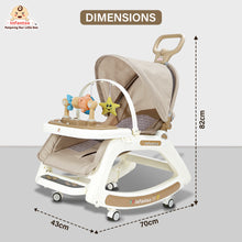 Infantso 5-in-1 Prime Baby Rocker & Walker – Multi-Functional Infant Seat with Mosquito Net, Toy Bar & Feeding Tray