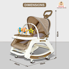 Infantso 5-in-1 Prime Baby Rocker & Walker – Multi-Functional Infant Seat with Mosquito Net, Toy Bar & Feeding Tray