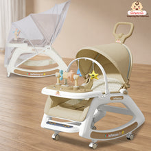 Infantso 5-in-1 Prime Baby Rocker – Multi-Functional Infant Seat with Mosquito Net, Toy Bar & Feeding Tray