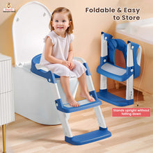 Infantso PLOOPI Step Potty Trainer Seat with Ladder for Kids (1–5 Years) | Foldable Design, 5-Level Height Adjustment, PU Cushion, Splash Guard & Safety Handles | Fits All Western Toilets