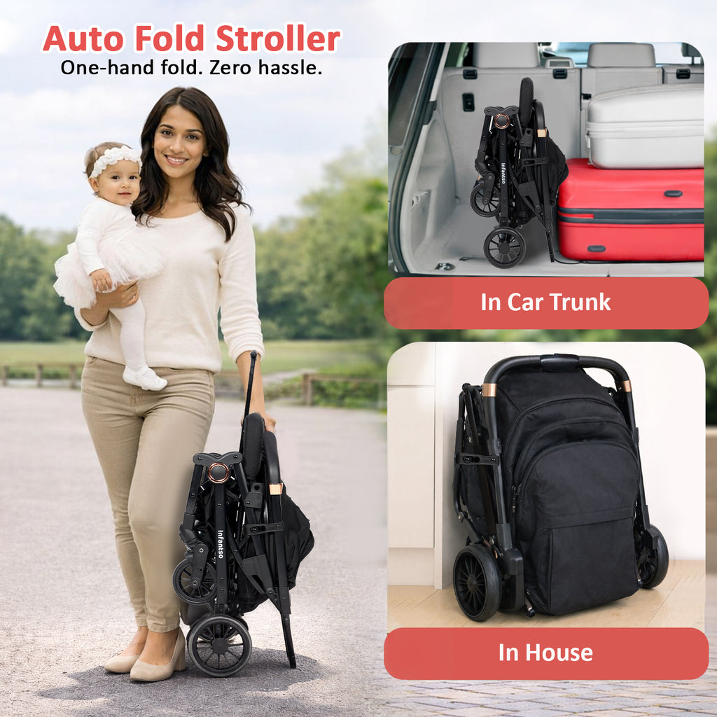 travel collapsible stroller Infantso Ride-X Auto Fold Baby Stroller with One-Hand Fold, Mosquito N