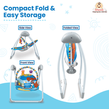 Automatic Baby Swing with Hanging Toys, Operates with Duracel and Remote Control for Newborn Baby, Safe & Portable