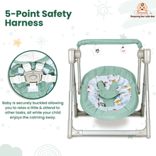 Automatic Swing Rocker with Bluetooth, Remote Control, 5 Speeds, Music, Timer, Mosquito Net & Toy Bar (0-2 Years), Holds weight upto 15kg