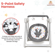 Automatic Swing Rocker with Bluetooth, Remote Control, 5 Speeds, Music, Timer, Mosquito Net & Toy Bar (0-2 Years), Holds weight upto 15kg