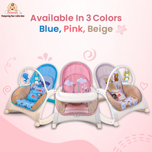 4-in-1 Baby Manual Rocker for 0 to 3 Years, Chair for Newborn with Neck Pillow, Calming Vibrations, Music & Toys, 3-Position Adjustable Backrest Swing with Feeding Tray