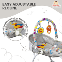 Manual Baby Rocker with Safety Harness & Mosquito Net | Infant Bouncer for 0-24 Months | Portable & Washable
