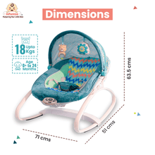 Infantso Manual Prime Rocker with 2 Recline Positions, Canopy, Vibrations, and Musical Toys for Newborns (0+ to 24 Months, Holds upto 18kg)