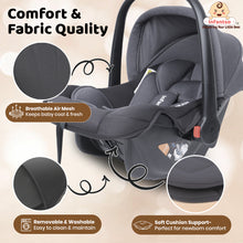 4‑in‑1 Baby Carry Cot Amora | Lightweight, Safety‑Certified 3‑Point Harness | Adjustable Handle, Shock‑Absorbing Base & Newborn Soft Cushion Support