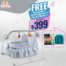 Automatic Baby Cradle & Swing with 3-Point Safety Harness, Remote Control, Mosquito Net, Soothing Musical, Extra Cushion, Baby Age 0-2 Years