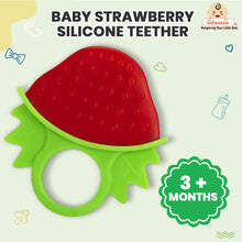 Strawberry Silicone Baby Teether, BPA-Free for Pain-Relief Easy Teething, Non-Toxic Food-Grade for 2+ Months Babies (Strawberry)