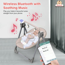 Automatic Swing Rocker with Bluetooth, Remote Control, 5 Speeds, Music, Timer, Mosquito Net & Toy Bar (0-2 Years), Holds weight upto 15kg