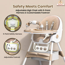 Infantso Feed-X 5-in-1 Multifunctional Baby High Chair | Convertible Feeding Chair for Infants & Toddlers | Adjustable Height, Foldable Design, Reclining Seat, Double Tray, Storage Basket & 5-Point Safety Harness