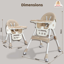 Infantso Feed-X 5-in-1 Multifunctional Baby High Chair | Convertible Feeding Chair for Infants & Toddlers | Adjustable Height, Foldable Design, Reclining Seat, Double Tray, Storage Basket & 5-Point Safety Harness