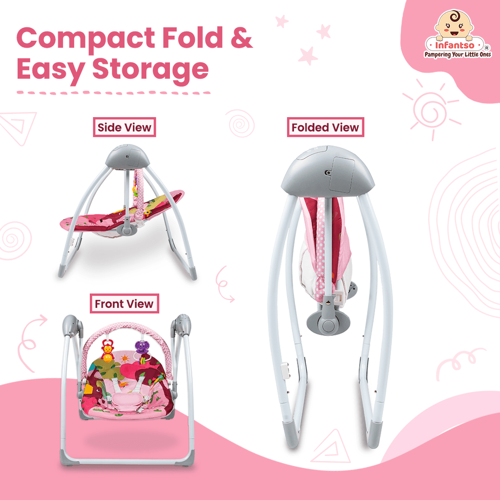 Automatic Baby Swing with Hanging Toys, Operates with Duracel and