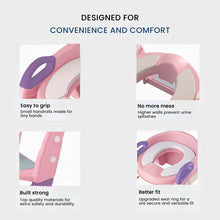 Infantso 2-in-1  Nora Potty Training Seat with Ladder & Step Stool for Toddlers – Foldable, Non-Slip, PU Soft Cushion, Universal Fit for Standard Toilets – Baby Toilet Trainer for Boys & Girls (1–5 Years)