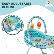 Manual Baby Rocker with Safety Harness & Mosquito Net | Infant Bouncer for 0-24 Months | Portable & Washable