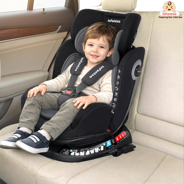 Infantso Ride-On 360° Rotating Recliner Baby Car Seat – Convertible, ISOFIX, Safety Harness, Ages 0–12 Years, 0–36 kg