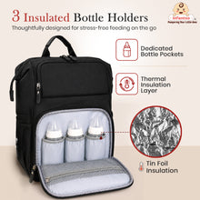 Infantso Diaper Bag Backpack, Large Capacity Baby Bag with Insulated Bottle Holders, Water-Resistant Maternity Bag, Multi-Compartments, Stroller Compatible Travel Bag for Moms & Dads