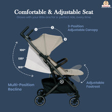 Infantso Flight X Baby Stroller for 0 to 3 years, Pram Auto Fold with 5-Point Safety Harness, Multi-Position Recline, Adjustable Footrest & Canopy, 360° Swivel Wheels, Storage Basket & Rear Brake – Up to 22 kg